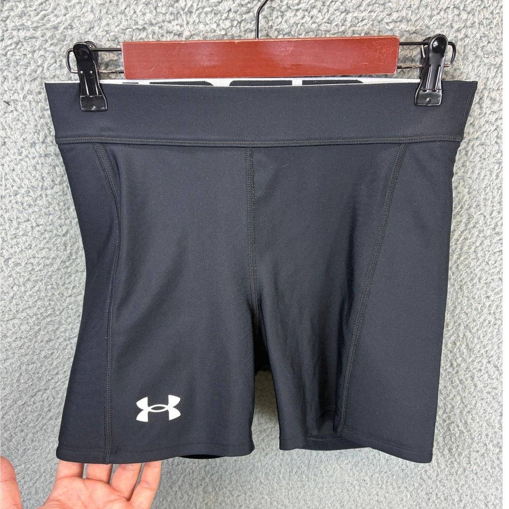 Under Armour HeatGear Compression Shorts Womens M Black Athletic Activewear